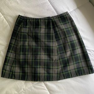 Reversible Plaid and Green Skirt